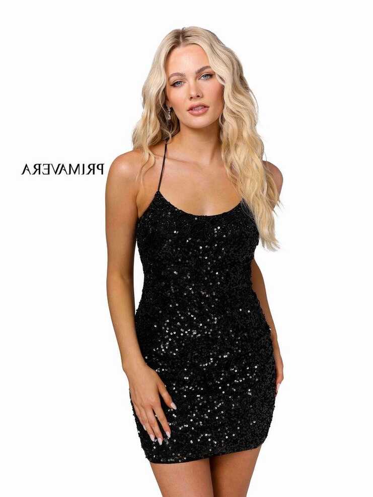 Black Primavera Couture Short Prom Fitted Dress 3852 for $299.0 ...