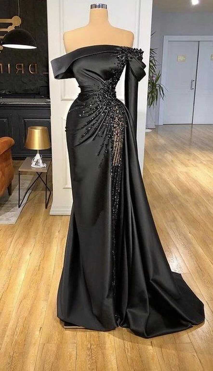 Black Prom Dress 2023 Mermaid/Trumpet Off the Shoulder Long ...