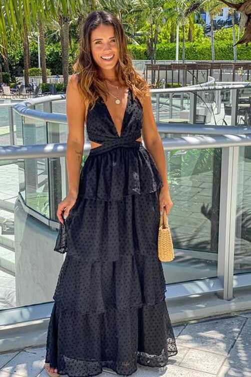 Black Ruffled Maxi Dress