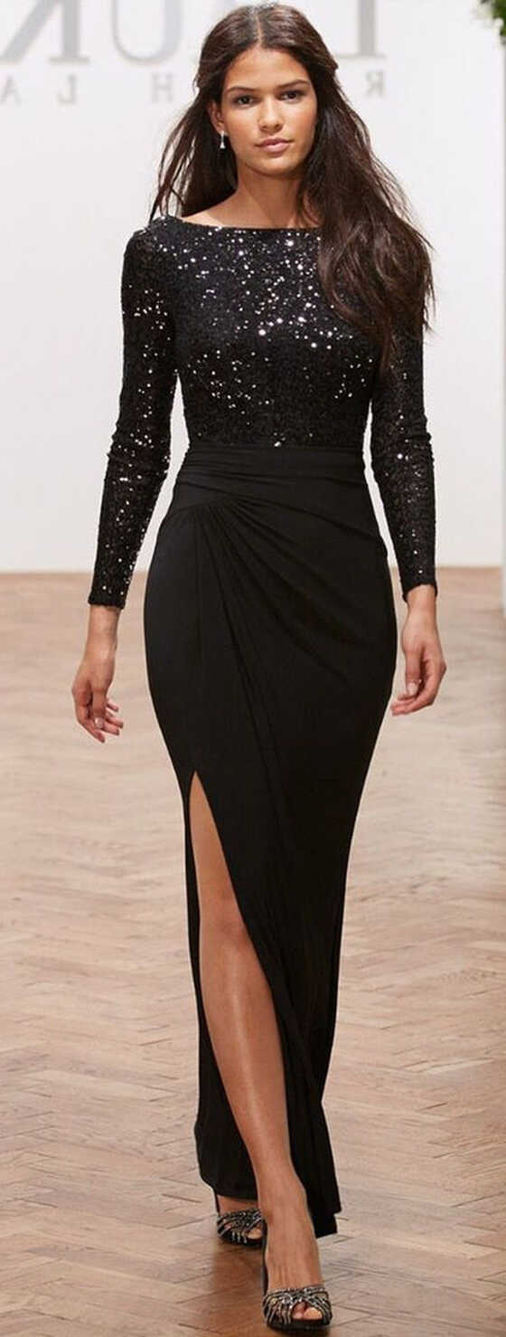 Black Sequin Full Sleeves Bodycon Dress – ShObO