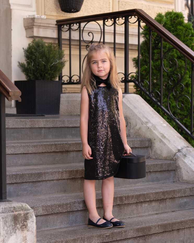 Black Sequin Midi Dress Girl/ Shiny Formal Toddler Dress/ Luxury ...