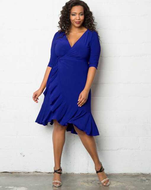 Black Short Plus Size Wrap Dress for $98.0 – The Dress Outlet