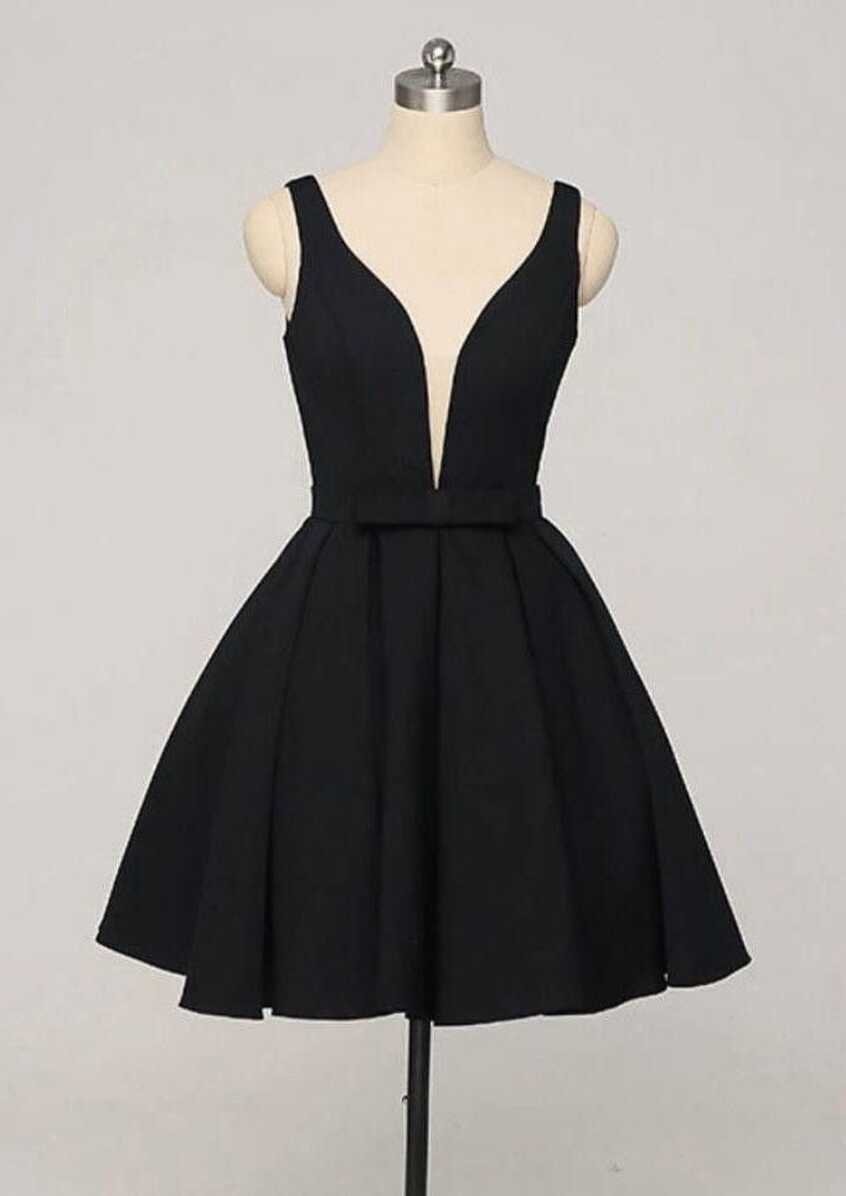 Black Short Simple Homecoming Dresses, Knee Length Formal Dress ...