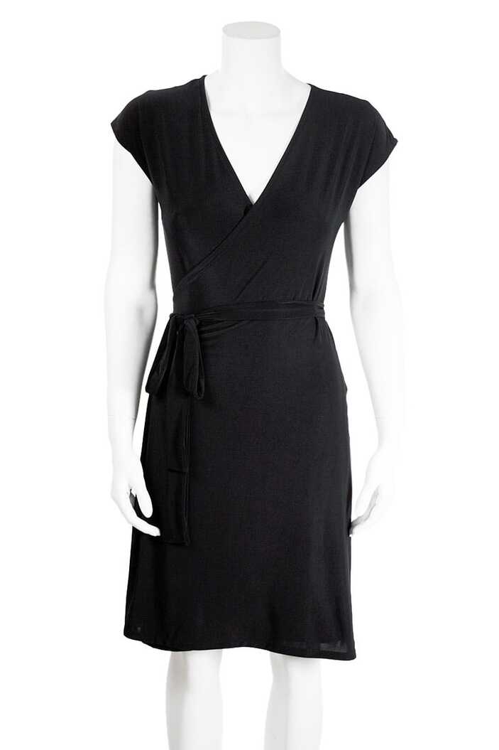 Black Sleeveless Knee Length Wrap Dress – Matrushka