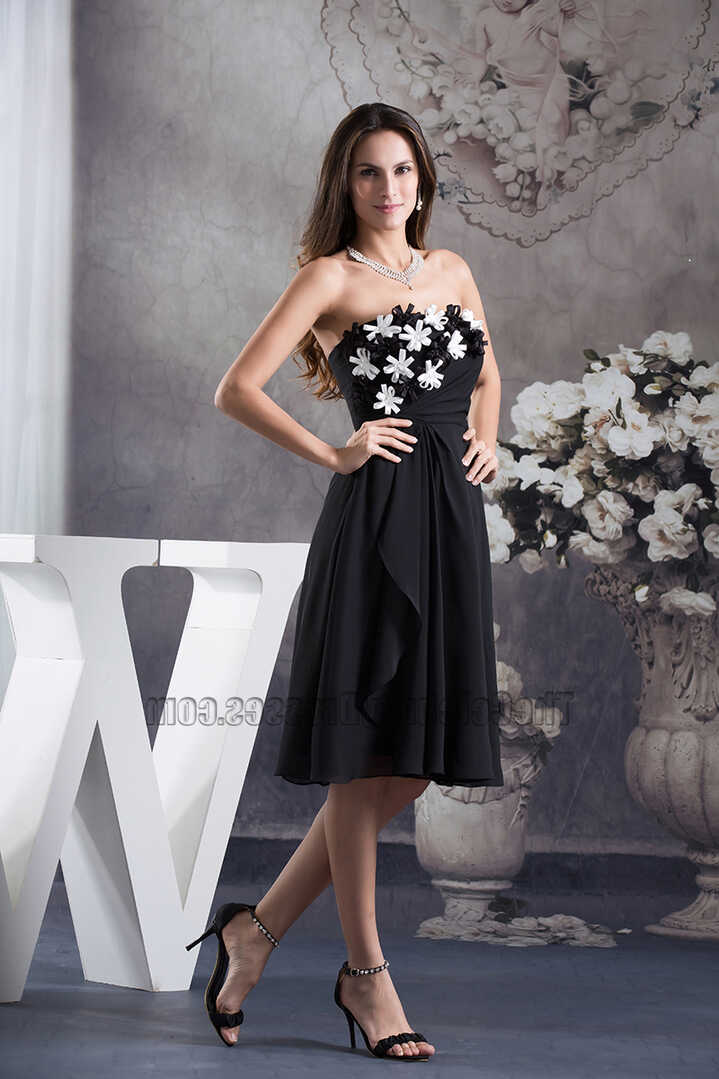 Black Strapless A-Line Knee Length Cocktail Party Graduation ...