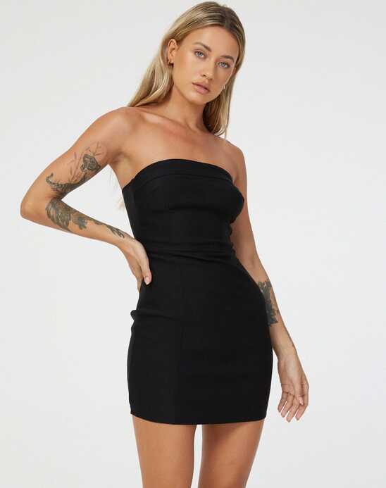 Black Strapless Bodycon Mini Dress | Siria – motelrocks.com