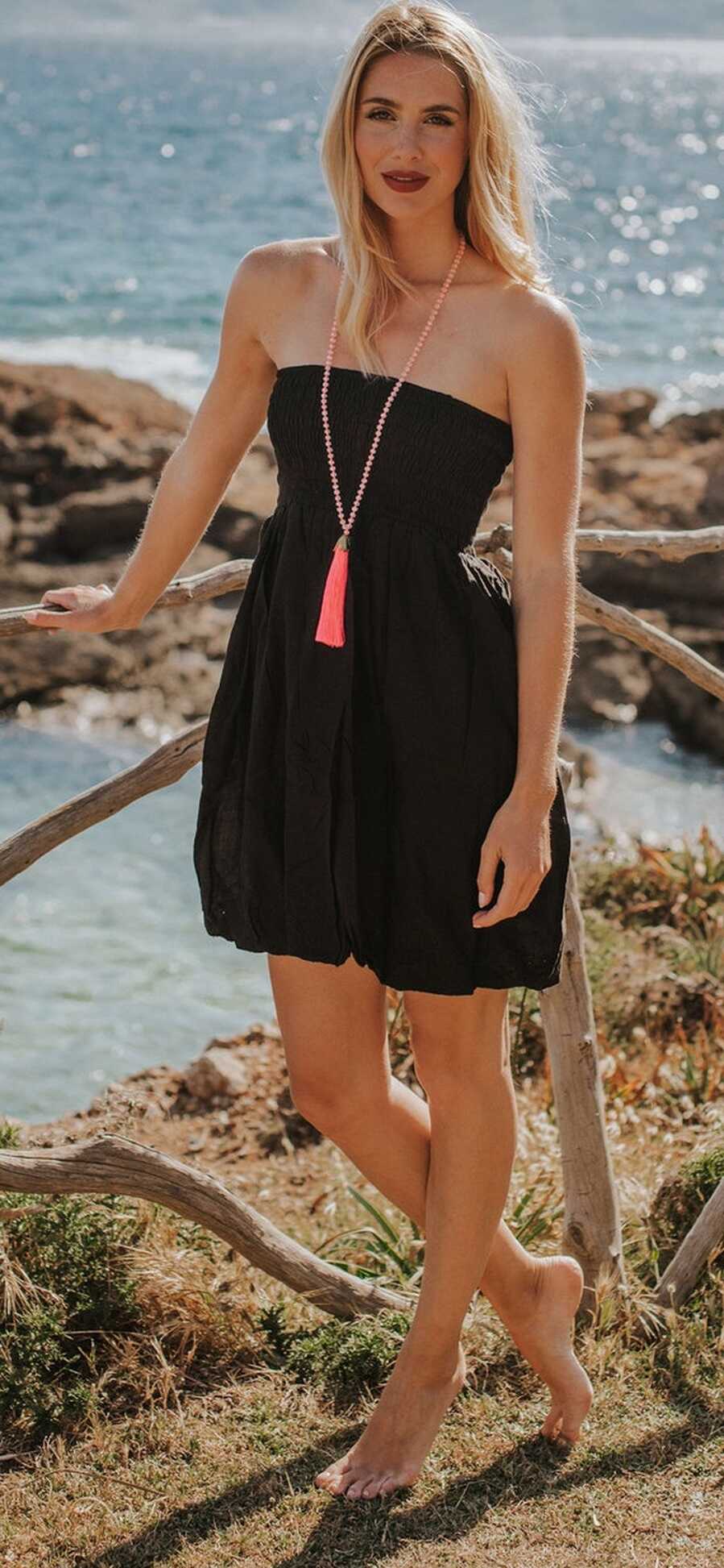 Black Summer Dress, Black Short Dress, Ballon Sleeveless Dress ...