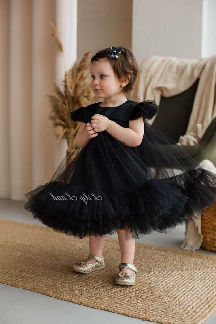 Black Summer Tutu Short Puffy Birthday Outfit, Photoshoot Girl ...