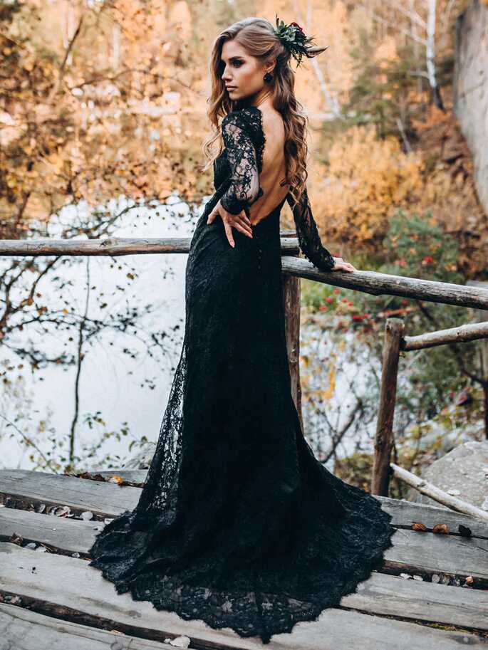 Black Sweetheart Long Sleeves prom dresses,Lace Backless Wedding ...