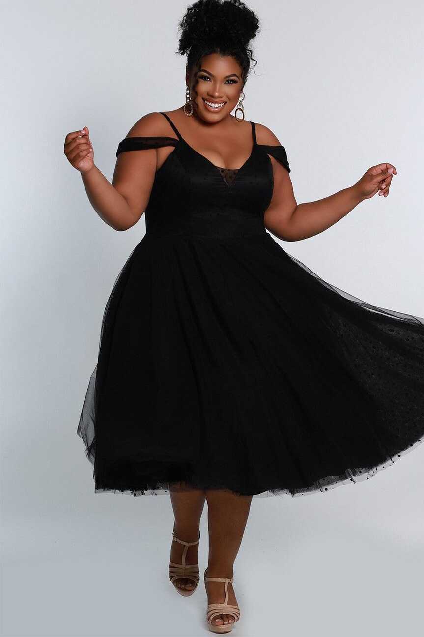 Black Sydneys Closet CE2208 Short Off Shoulder Plus Size Dress for ...