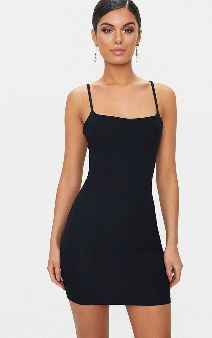 Black Thigh Split Panelled Bodycon Dress