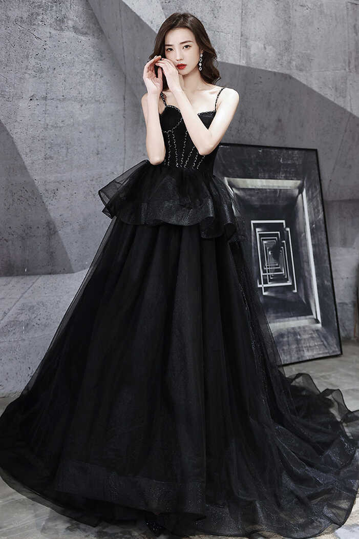 Black Tulle Long Ball Gown Dress Black Evening Dress on Luulla