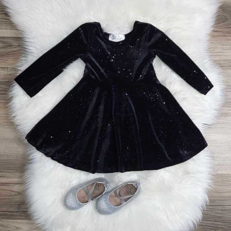 Black Velvet Dress with Silver Sparkle – A Touch of Magnolia Boutique