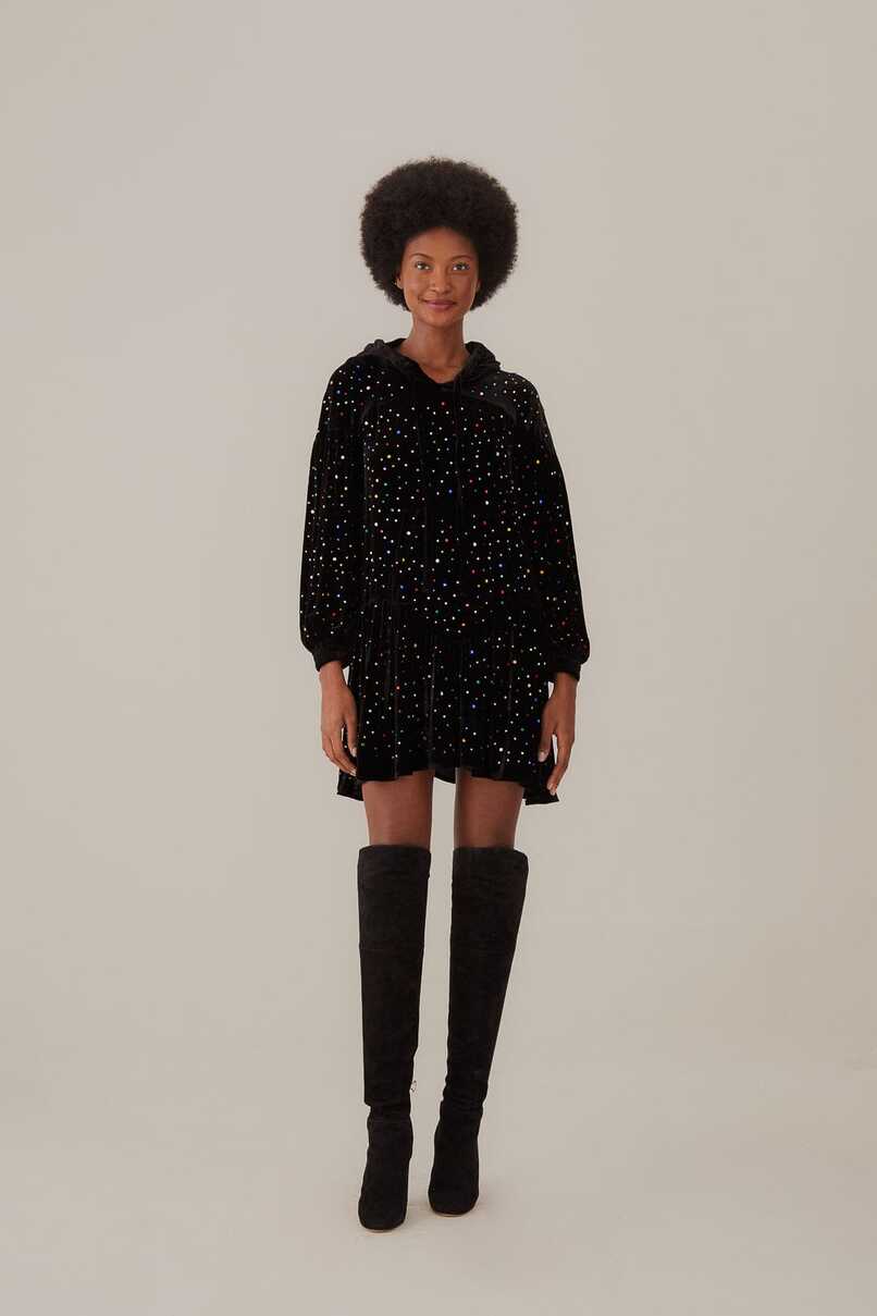 Black Velvet Long Sleeve Mini Dress – FARM Rio