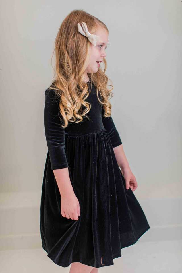 Black Velvet Twirl Dress | Mila &amp; Rose