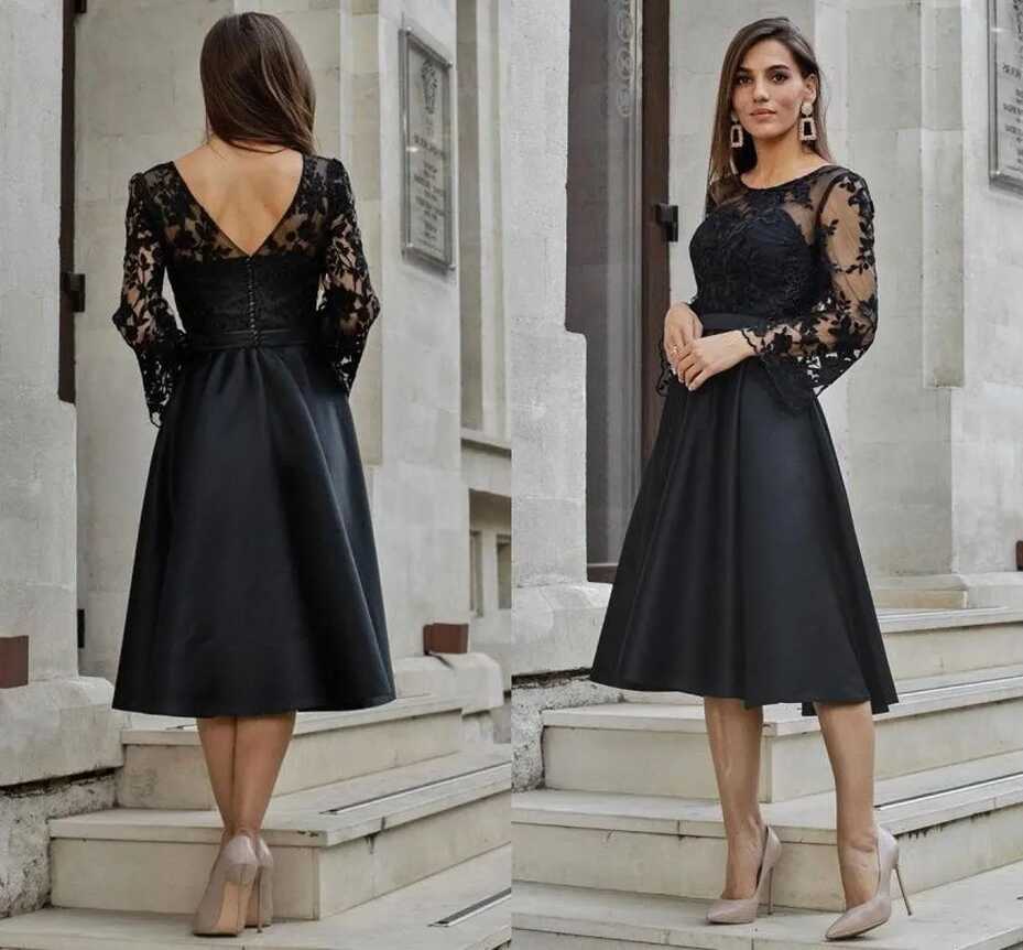 Black Vintage A Line Mother Of The Bride/Groom Dress With Sheer ...