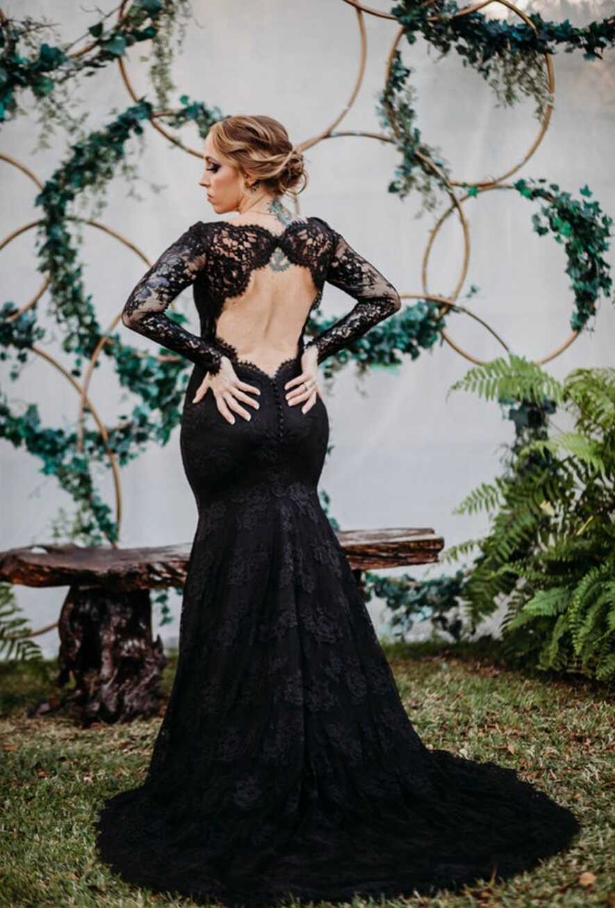 Black Wedding Dress, Gothic Wedding Dress, Black Lace Wedding ...