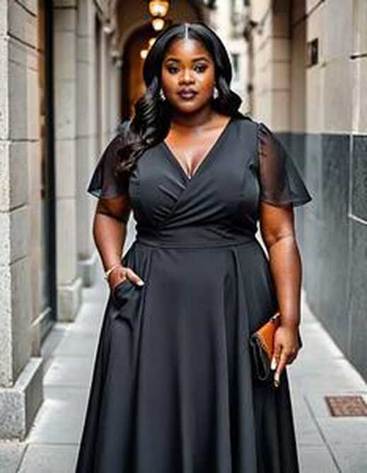 Black Wedding Guest Dress Plus Size Face Swap ID:1675207