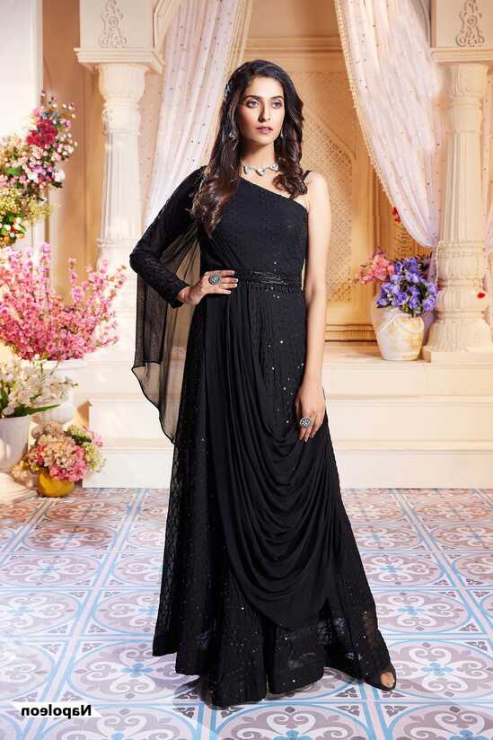 Black color Party Wear Designer Gown :: ANOKHI FASHION