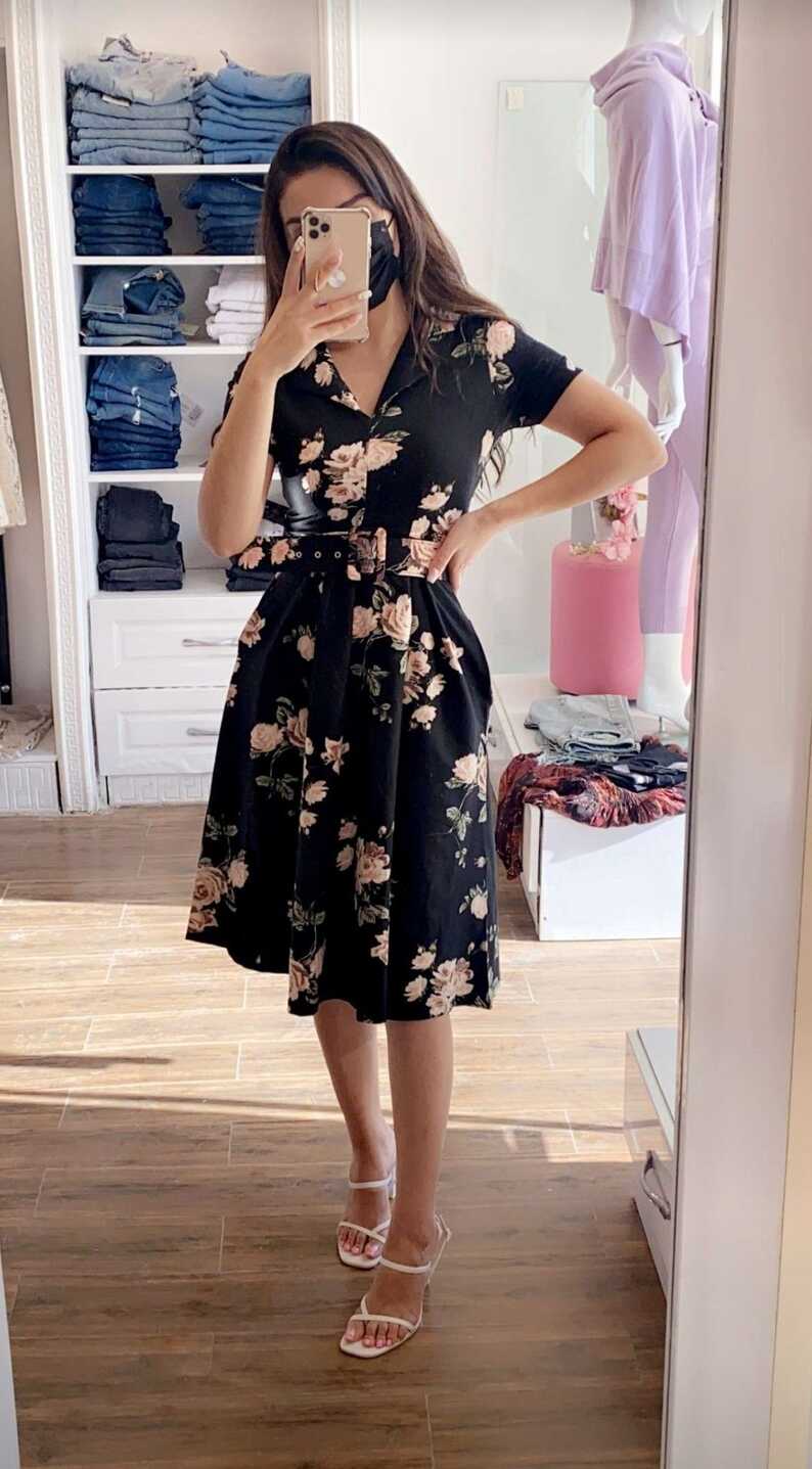 Black floral dress