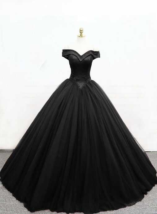 Black princess ball gown black formal dress