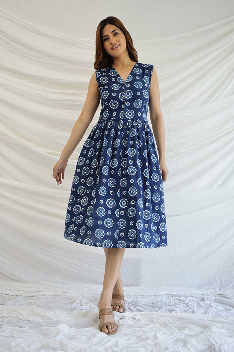 Blooming Blue&#39; Natural dyed Indigo Cotton Summer Dress – Sandlore ...