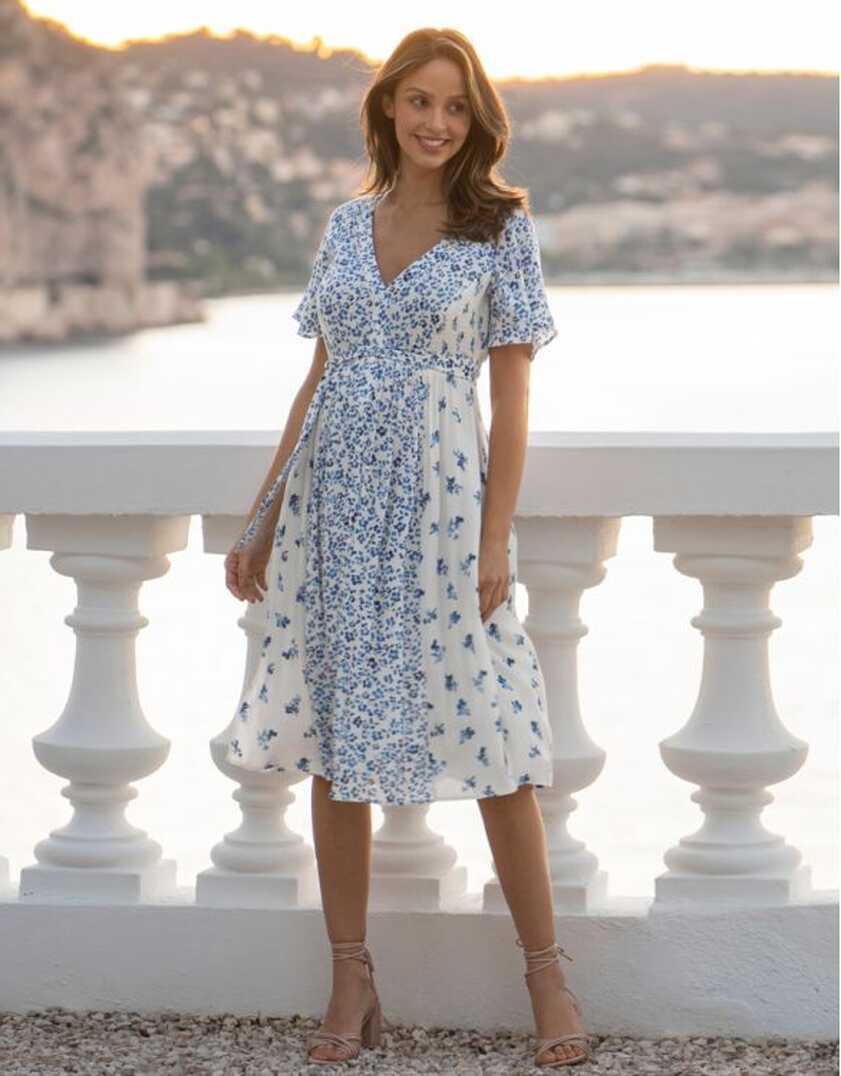 Blue &amp; White Floral Maternity &amp; Nursing Dress | Seraphine