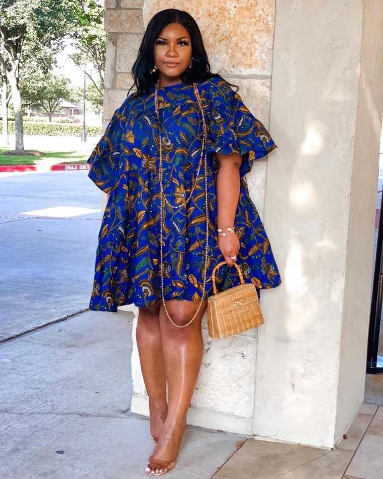 Blue African Ankara Print Plus Size Clothing Party Dress ...