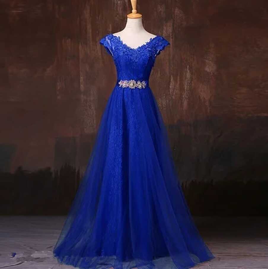 Blue Elegant Long Beautiful V Neck Dresses at Rs 1175 in Tiruppur ...