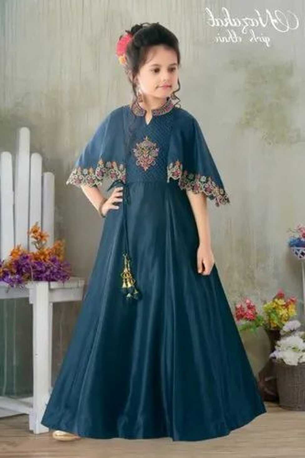 Blue Embroidered Girls Party Wear Long Frock at Rs 1500 in Mumbai ...