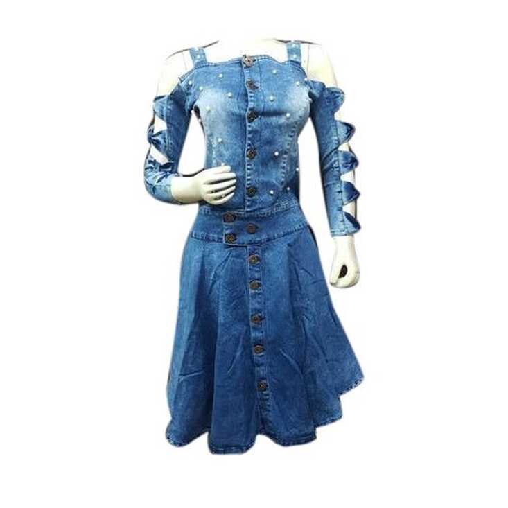 Blue Knee Length Ladies Denim Dress at Rs 675/piece in Mumbai | ID ...