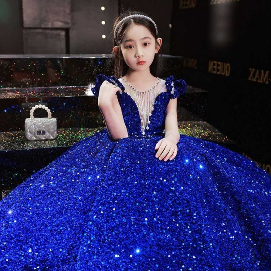 Blue Sequin Long Dress for Baby Girl Kid 2 To 12 Year Formal Red ...