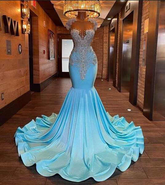 Blue Sleeveless Gown/mermaid Velvet Dress/prom Dress/wedding ...