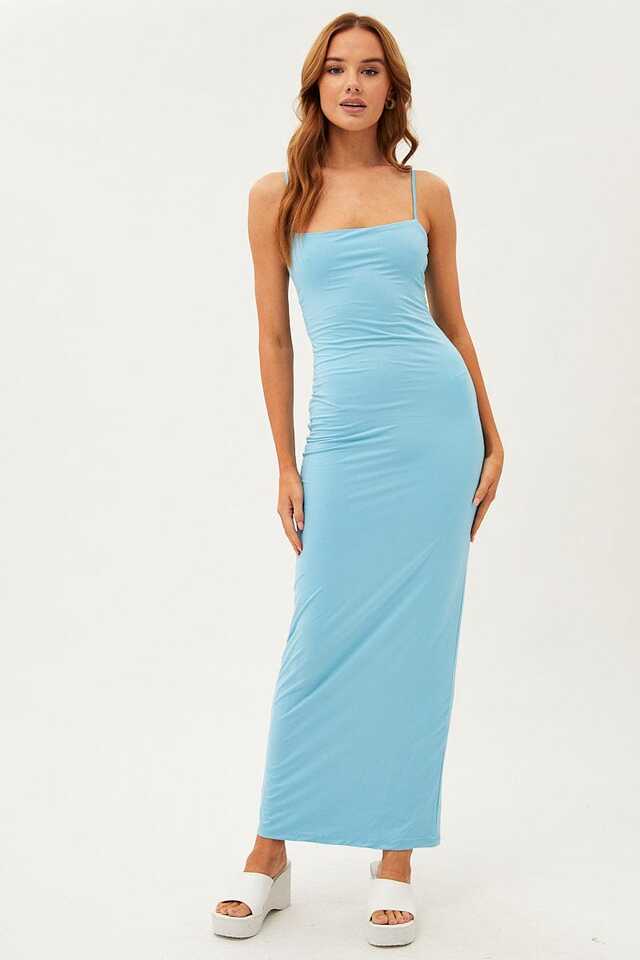 Blue Supersoft Bodycon Maxi Dress | Ally Fashion