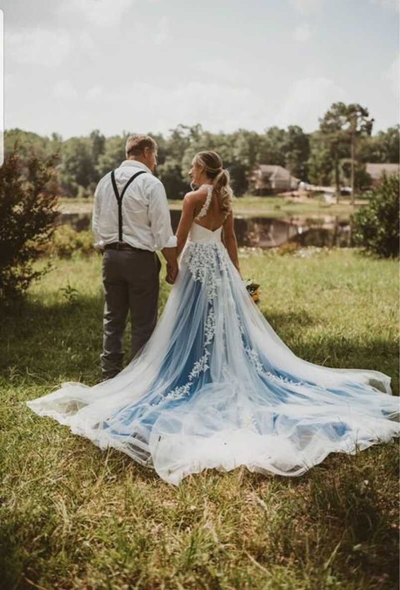 Blue Wedding Dress, Blue Lace Wedding Dress, Unique Wedding Dress ...