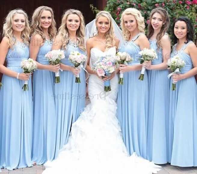 Blue Wedding-Light Blue Bridesmaid Dresses, Ivory and Pastel Pink ...