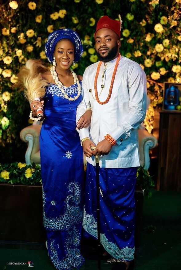 Blue and White George/igbo Wedding Dress/niger Delta Wedding Suit ...