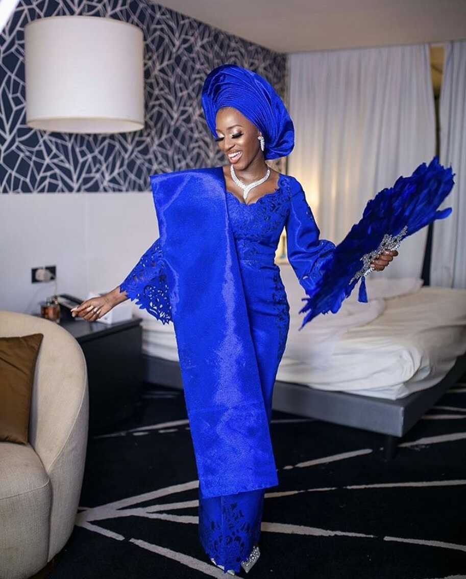 Blue monochrome Asooke inspiration for brides~ Nigerian weddings