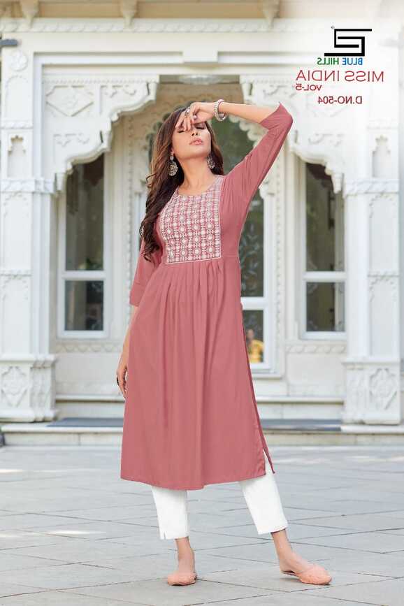 Bluehills Miss India Vol 5 Rayon Nayra Cut Designer Kurtis ...