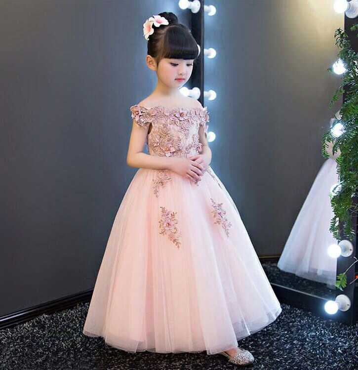 Blush Girl Off Shoulder Birthday Dress | Baby Partywear Gown India