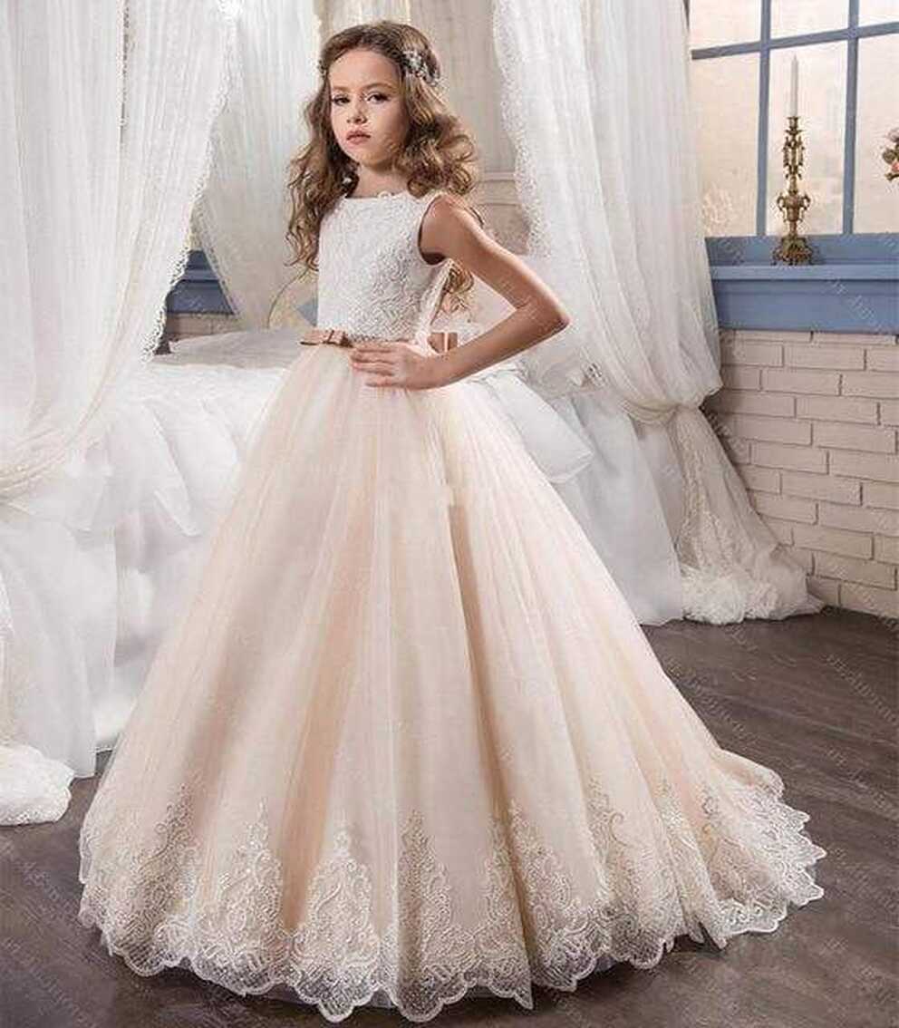 Blush Pink Flower Girl Dress - Champagne / 8T