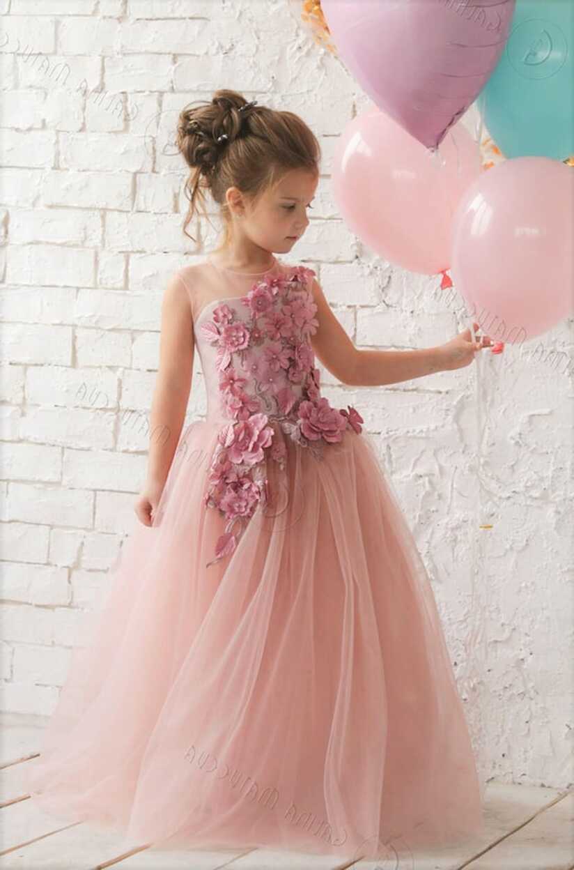 Blush Pink Flower Girl Dress Dusty Pink Dress Dusty Rose Pink ...