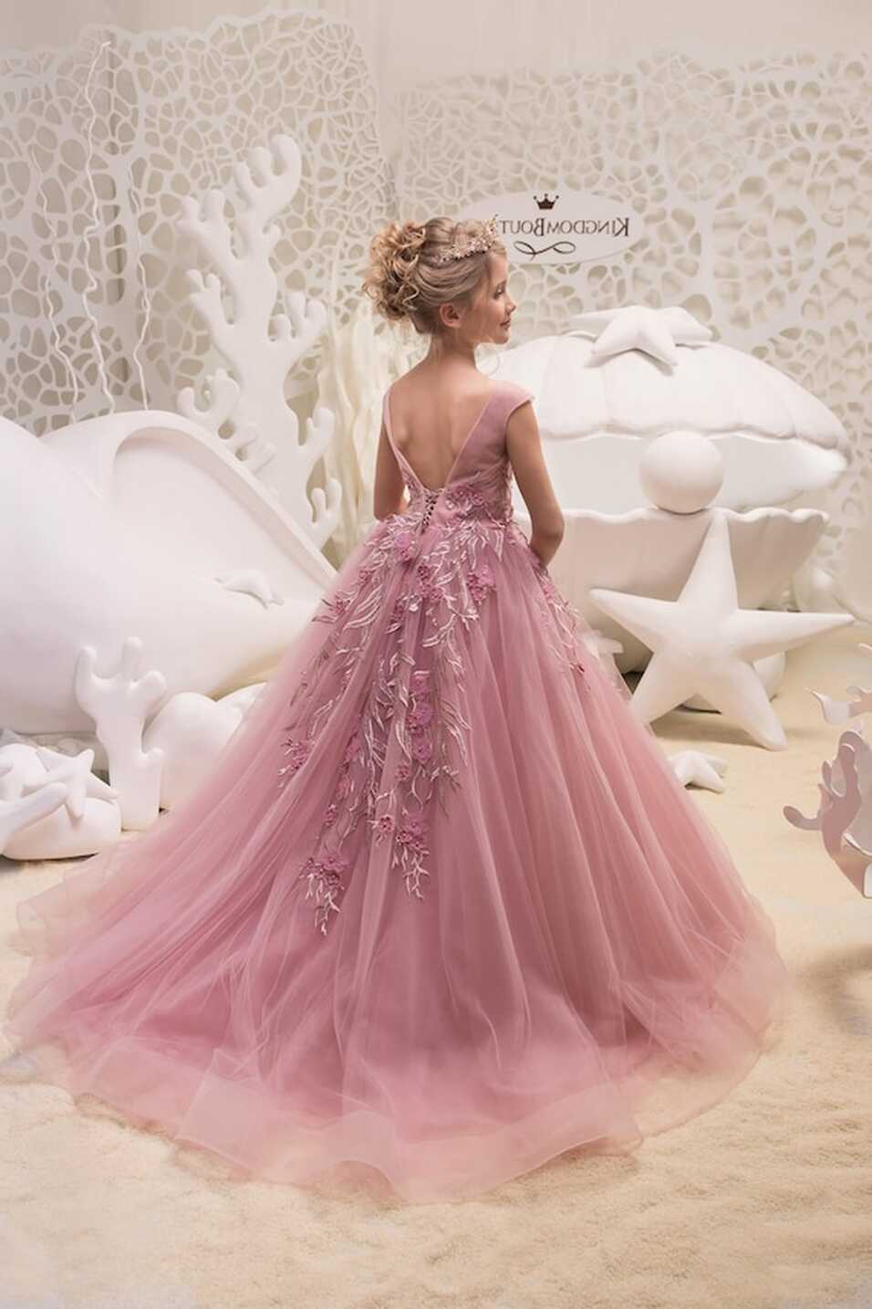 Blush Pink Lace Tulle Formal Flower Girl Dress for Special ...