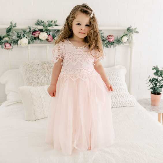 Blush Pink Sienna Flower Girl Dress Available – Nicolette&#39;s Couture