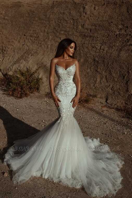 Bmbridal Sweetheart Mermaid Wedding Dress With Lace Appliques ...