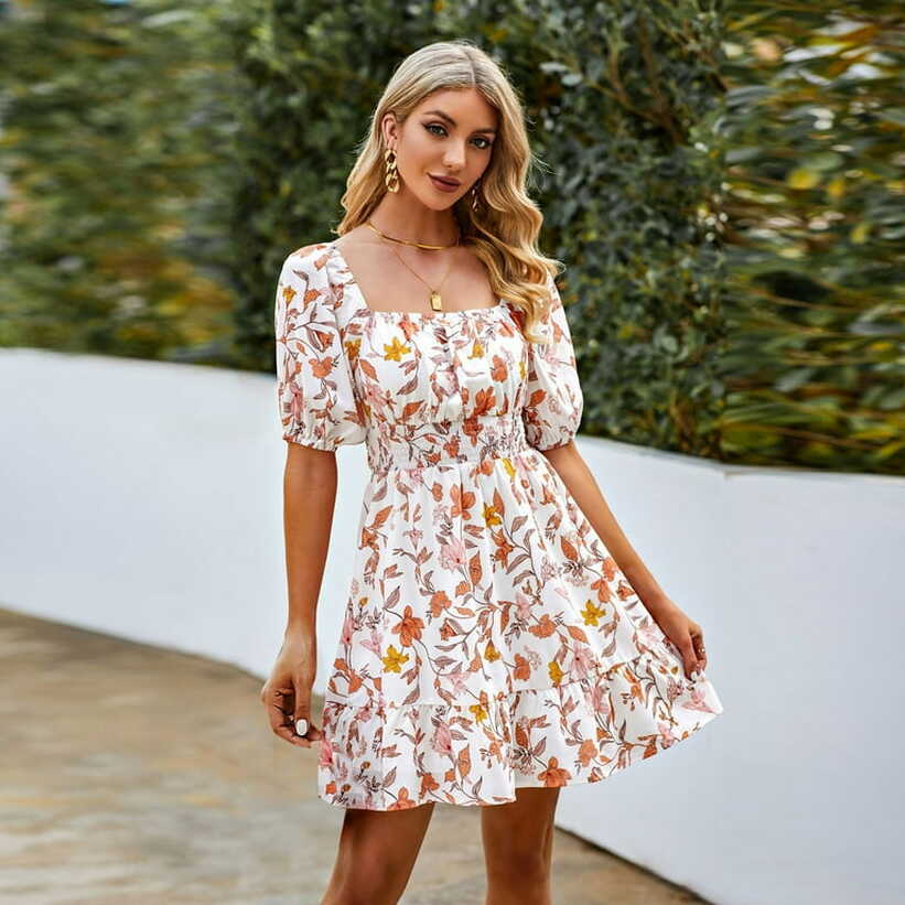 Bohemian Women&#39;s Sundress - Summer Style, Floral Printed, Short ...