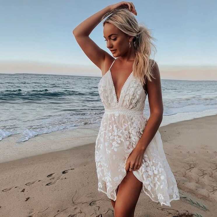 Boho Beach Summer Women Lace Mini Dress Elegant Sleeveless Off ...