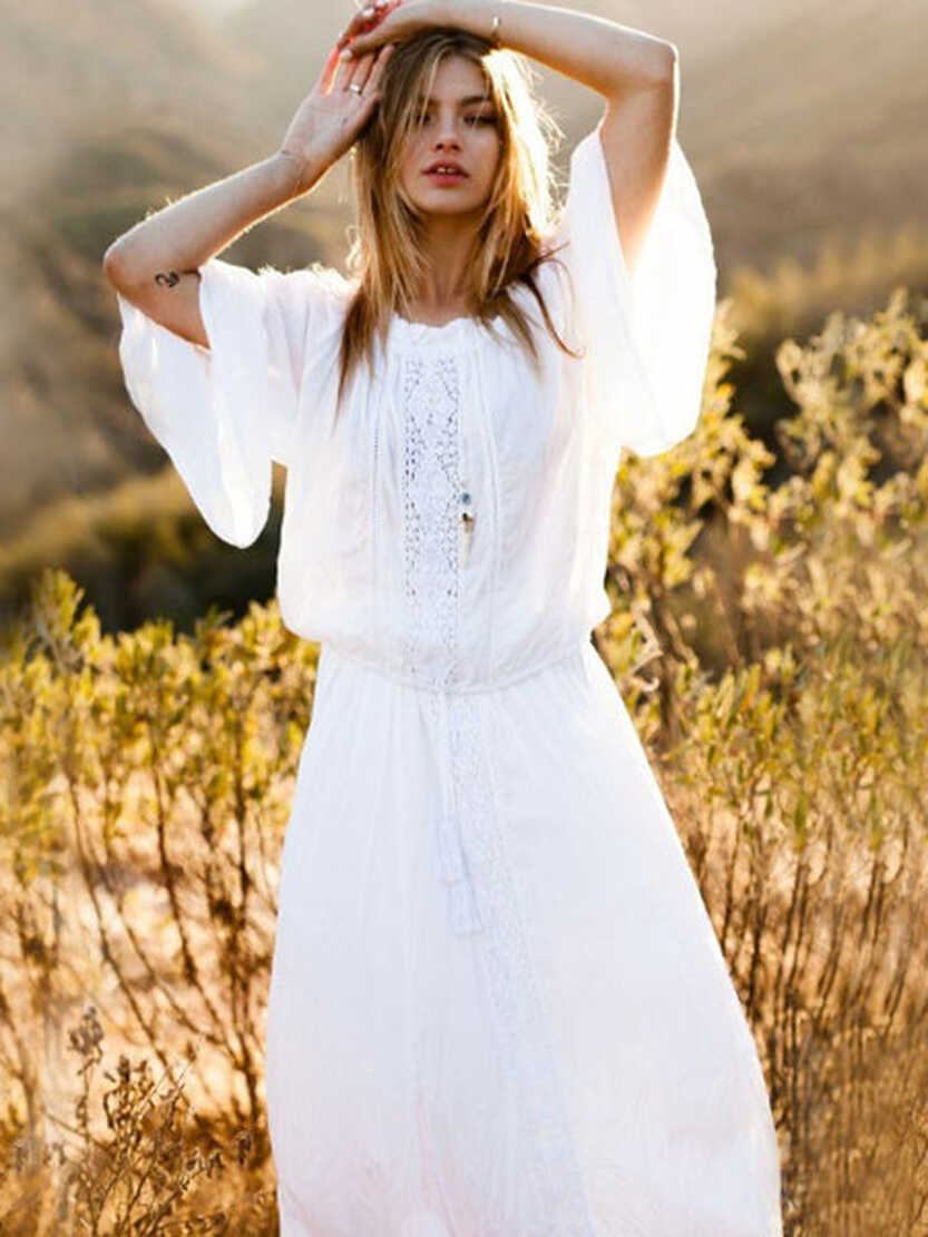 Boho Dress Plus Size Long Sleeve Maxi Dress Women Beach Dress ...