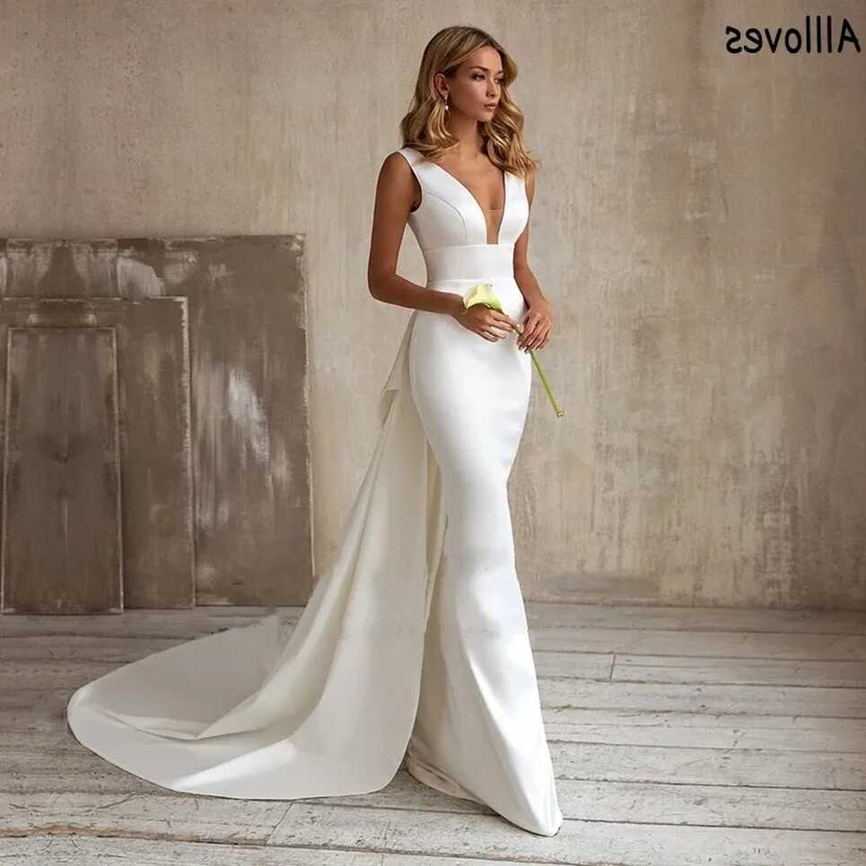 Boho Garden Wedding Reception Dress For Women: V Neck Satin ...