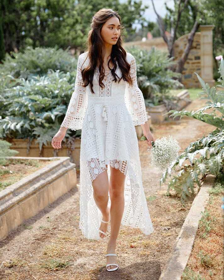 Boho High Low Dress - White - Twosisters The Label